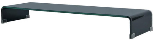 TV table / monitor stand glass black 100x30x13 cm - TV Table - Main image