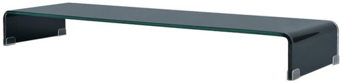 TV table / monitor stand glass black 110x30x13 cm - TV Table - Main image