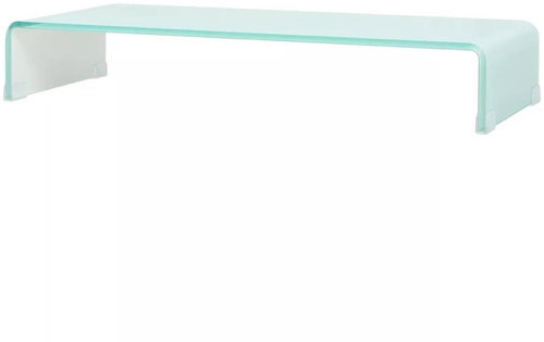 TV table / monitor stand white glass 80x30x13 cm - TV Table - Main image