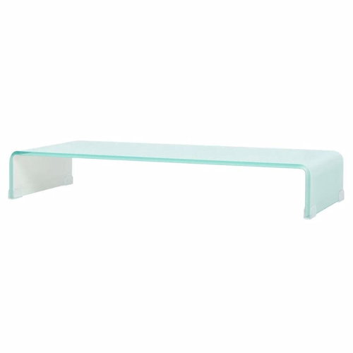 TV table / monitor stand glass white 90x30x13 cm - TV Table - Main image