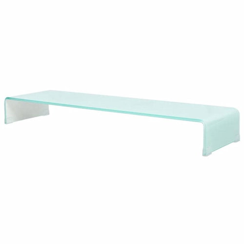 TV table / monitor stand white glass 100x30x13 cm - TV Table - Main image