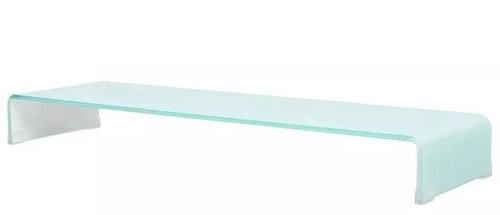 TV table / monitor stand white glass 110x30x13 cm - TV Table - Main image