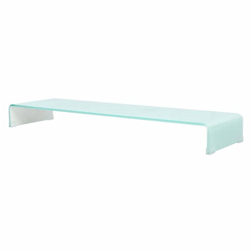 TV table / monitor stand glass white 120x30x13 cm - TV Table - Main image