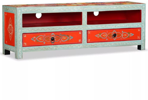 TV table, Solid Mango Tree, Hand Painted - TV Table - Main image