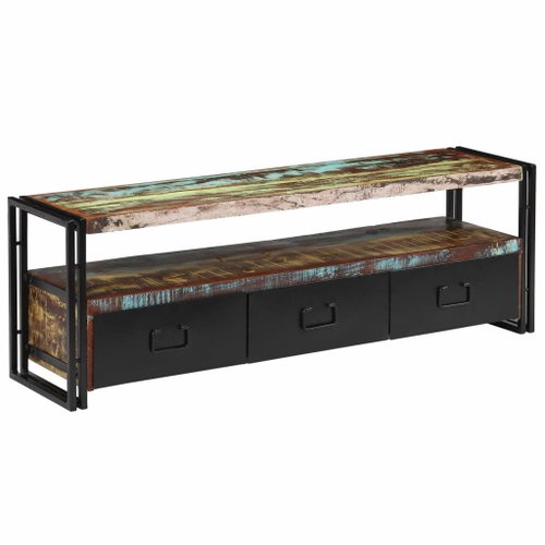 TV table made of solid recycled wood 120x30x40 cm - TV Table - Main image