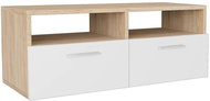 TV table, chipboard, 95x35x36 cm, oak and white - TV Table
