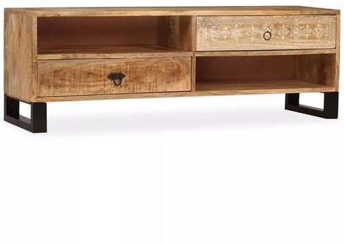 TV table made of solid mango wood 120x30x40 cm - TV Table - Main image