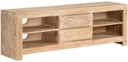 TV table made of solid acacia 120x30x40 cm light brown - TV Table - Main image