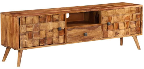 TV table made of solid sheesham wood 140x30x40 cm honey - TV Table - Main image