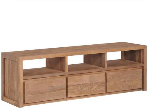 Solid teak TV table with a natural surface of 120x30x40 cm - TV Table - Main image