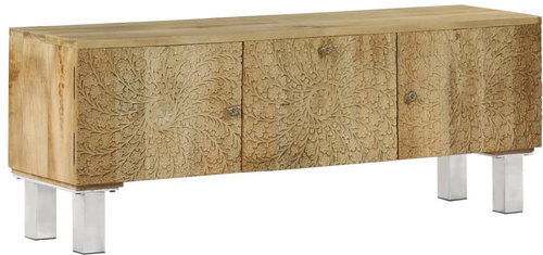 TV table made of solid mango wood 118x30x45 cm - TV Table - Main image