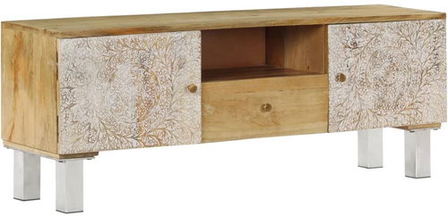 TV table made of solid mango wood 118x30x45 cm - TV Table - Main image