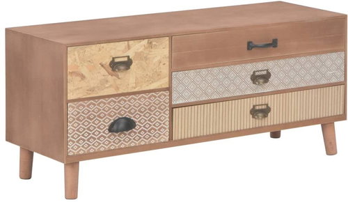 TV table with 5 drawers 90x30x40 cm solid pine - TV Table - Main image