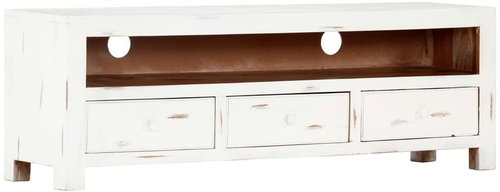 TV table white 120x30x40 cm solid acacia wood - TV Table - Main image