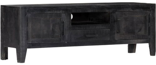 TV table black 118x30x40 cm solid mango wood - TV Table - Main image