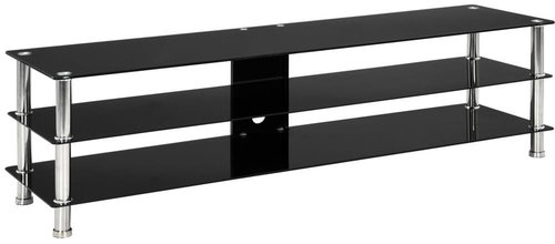 TV table black 150x40x40 cm tempered glass - TV Table - Main image