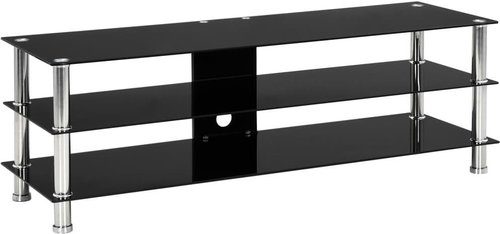 TV table black 120x40x40 cm tempered glass - TV Table - Main image
