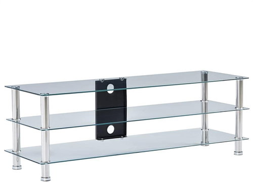 TV table transparent 120x40x40 cm tempered glass - TV Table - Main image