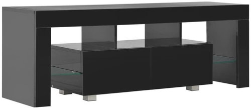 TV table with LED black with high gloss 130x35x45 cm - TV Table - Main image