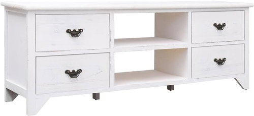 TV table white with patina 115x30x40 cm wood - TV Table - Main image