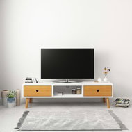 TV table white 120x35x35 cm solid pine wood - TV Table