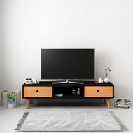 TV table black 120x35x35 cm solid pine wood - TV Table