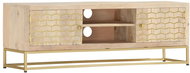 TV table gold 120x30x40 cm solid mango wood - TV Table