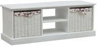 TV table with 2 baskets white wood - TV Table