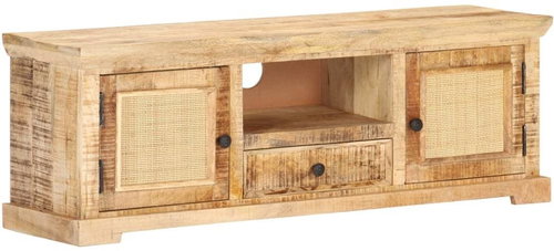 TV table 120x30x40 cm solid mango tree and natural reed - TV Table - Main image