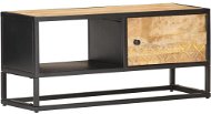 TV stolík s vyrezávanými dvierkami 90 × 30 × 40 cm hrubý mangovník - TV stolík