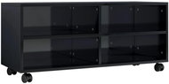 TV table with wheels black high gloss 90x35x35 cm chipboard - TV Table