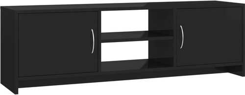 TV table black with high gloss 120x30x37,5 cm chipboard - TV Table - Main image