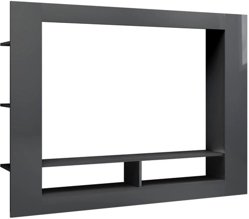 TV table gray with high gloss 152x22x113 cm chipboard - TV Table - Main image