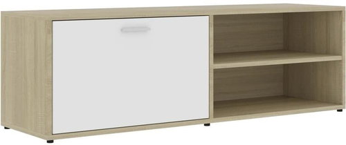TV table white and sonoma oak 120x34x37 cm chipboard - TV Table - Main image