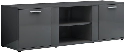 TV Table, Grey with High Gloss, 120 x 34 x 37cm, Chipboard - TV Table - Main image