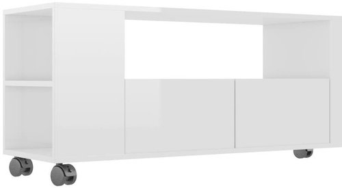 TV table white with high gloss 120x35x43 cm chipboard - TV Table - Main image