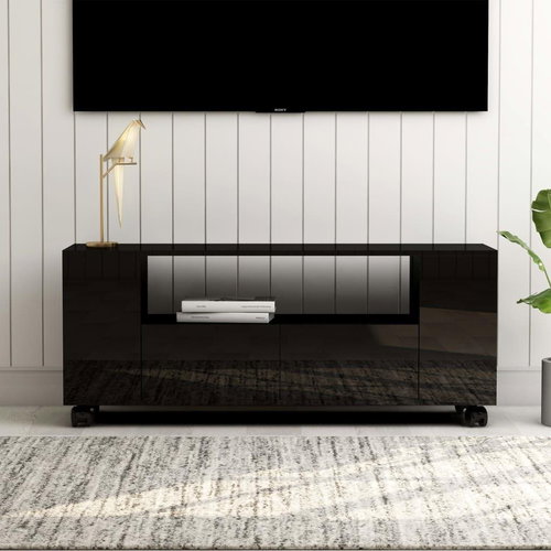 TV table black with high gloss 120x35x43 cm chipboard - TV Table - Main image