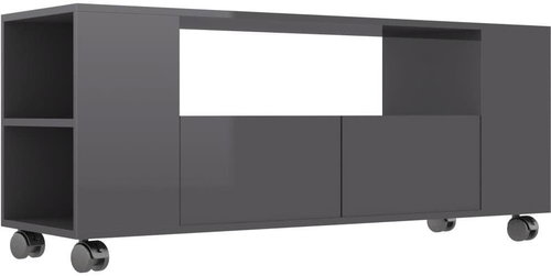 TV table gray with high gloss 120x35x43 cm chipboard - TV Table - Main image