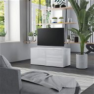 TV stolík biely s vysokým leskom 80 × 34 × 36 cm drevotrieska - TV stolík