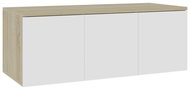 TV table white and sonoma oak 80x34x30 cm chipboard - TV Table