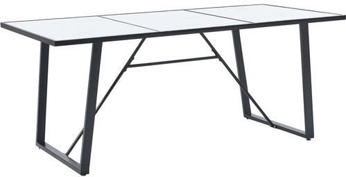 Dining table white 180x90x75 cm tempered glass 281554 - Dining Table - Main image