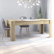 Dining table white and sonoma oak 180x90x76 cm chipboard 801306 - Dining Table