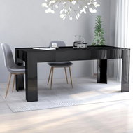 Dining table black with high gloss 180x90x76 cm chipboard 801308 - Dining Table