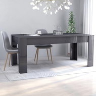 Dining table gray with high gloss 180x90x76 cm chipboard 801309 - Dining Table