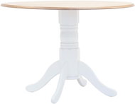 Dining Table White-brown 106cm Solid Rubber Tree - Dining Table