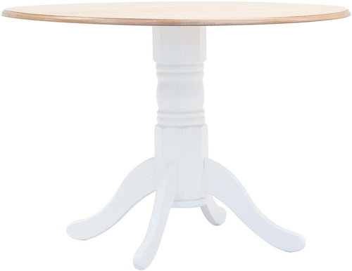 Dining Table White-brown 106cm Solid Rubber Tree - Dining Table - Main image
