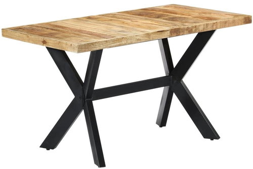 Dining table 140x70x75 cm solid rough mango wood - Dining Table - Main image