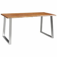 Dining table 160x80x75 cm solid acacia and stainless steel - Dining Table