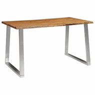 Dining table 140x80x75 cm solid acacia and stainless steel - Dining Table