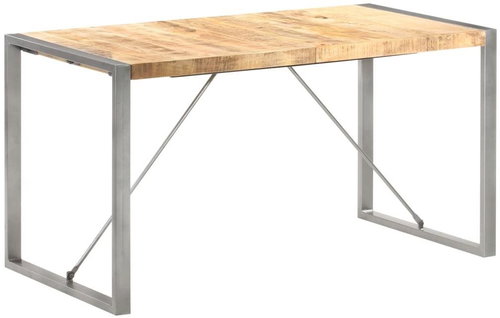 Dining table 140x70x75 cm solid rough mango wood - Dining Table - Main image